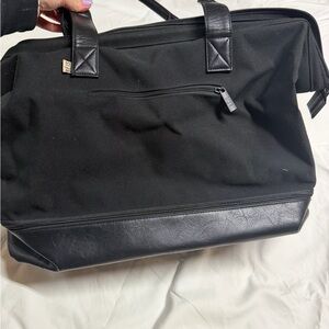 BEIS Black Canvas Travel Duffel with Faux-Leather Trim